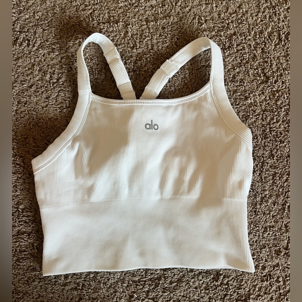 ALO Yoga Women's White Ribbed Tank Top